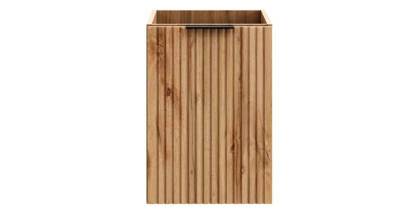 Meuble de rangement NOXERA – 40 cm – Avec panier à linge – Coloris chêne wotan – Meuble suspendu 