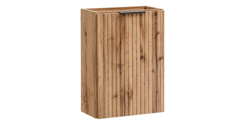 Meuble sous vasque NOXERA – 40 cm – 1 porte – Coloris chêne wotan – Meuble suspendu compact 