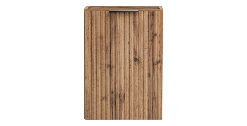 Meuble sous vasque NOXERA – 40 cm – 1 porte – Coloris chêne wotan – Meuble suspendu compact 