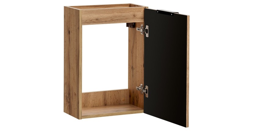 Meuble sous vasque NOXERA – 40 cm – 1 porte – Coloris chêne wotan – Meuble suspendu compact 