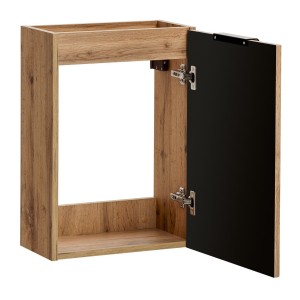 Meuble sous vasque NOXERA – 40 cm – 1 porte – Coloris chêne wotan – Meuble suspendu compact 