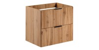 Meuble sous vasque NOXERA – 60 cm – 2 tiroirs – Coloris chêne wotan – Meuble suspendu moderne 