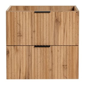 Meuble sous vasque NOXERA – 60 cm – 2 tiroirs – Coloris chêne wotan – Meuble suspendu moderne 