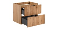 Meuble sous vasque NOXERA – 60 cm – 2 tiroirs – Coloris chêne wotan – Meuble suspendu moderne 
