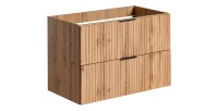 Meuble sous vasque NOXERA – 80 cm – 2 tiroirs – Coloris chêne wotan – Meuble suspendu élégant 