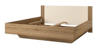 Lit VERTIGO – 180x200 cm – Chêne sauvage et beige sable – Sans sommier – Pied de lit design