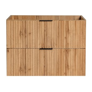 Meuble sous vasque NOXERA – 80 cm – 2 tiroirs – Coloris chêne wotan – Meuble suspendu élégant 