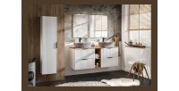 Colonne salle de bain NOXERA – 1 porte – Coloris blanc mat – Hauteur 140 cm – À suspendre 