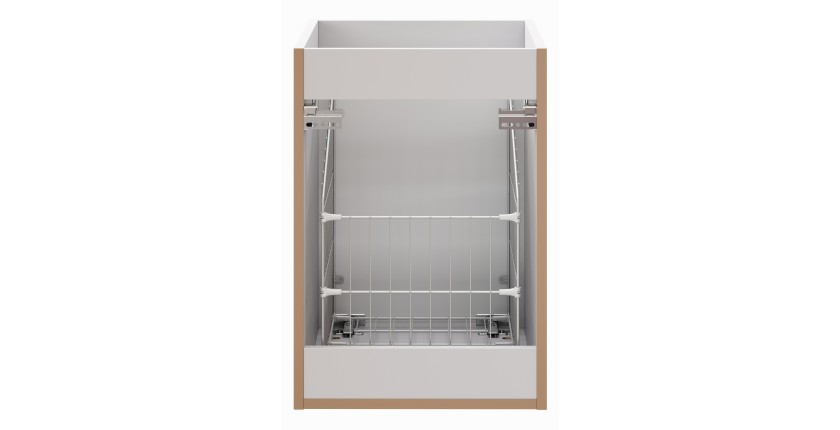 Meuble de rangement salle de bain NOXERA – Avec panier à linge – Blanc mat – 40 cm – À suspendre 