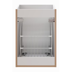 Meuble de rangement salle de bain NOXERA – Avec panier à linge – Blanc mat – 40 cm – À suspendre 