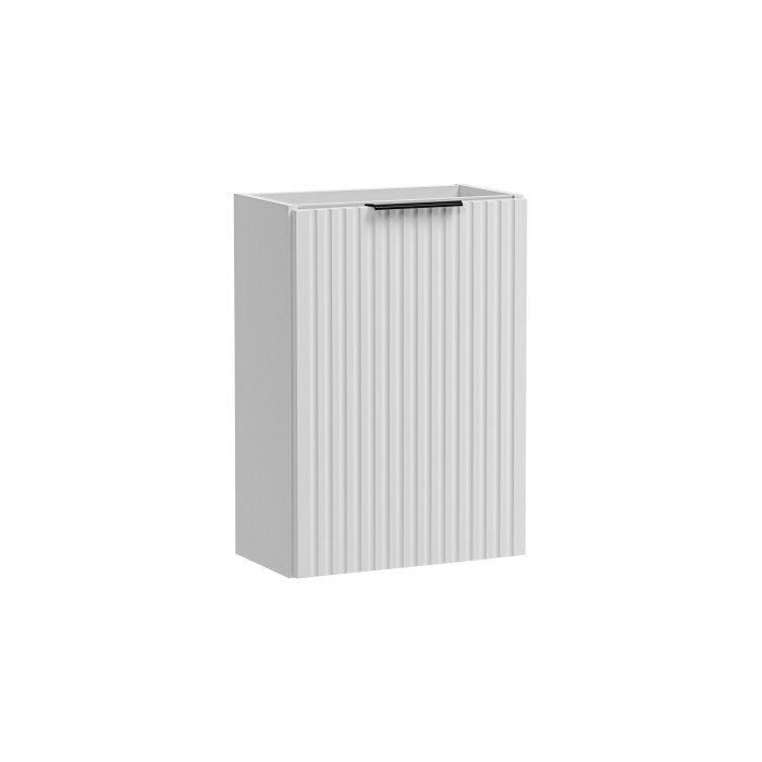 Meuble de rangement salle de bain NOXERA – Avec panier à linge – Coloris blanc mat – 40 cm – À suspendre 