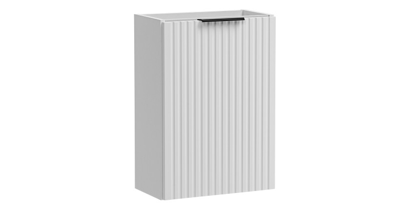 Meuble de rangement salle de bain NOXERA – Avec panier à linge – Coloris blanc mat – 40 cm – À suspendre 