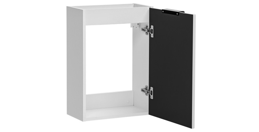 Meuble de rangement salle de bain NOXERA – Avec panier à linge – Coloris blanc mat – 40 cm – À suspendre 