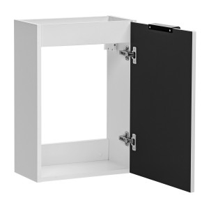 Meuble de rangement salle de bain NOXERA – Avec panier à linge – Coloris blanc mat – 40 cm – À suspendre 
