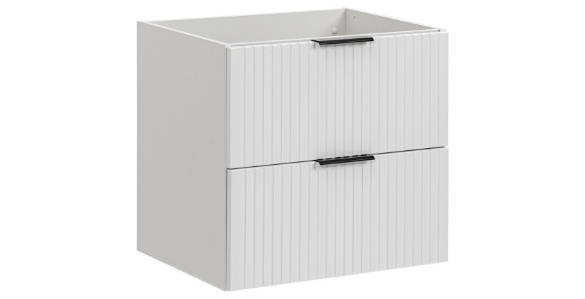 Meuble sous vasque NOXERA – 60 cm – 2 tiroirs – Coloris blanc mat – À suspendre 