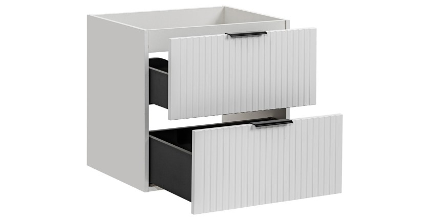 Meuble sous vasque NOXERA – 60 cm – 2 tiroirs – Coloris blanc mat – À suspendre 