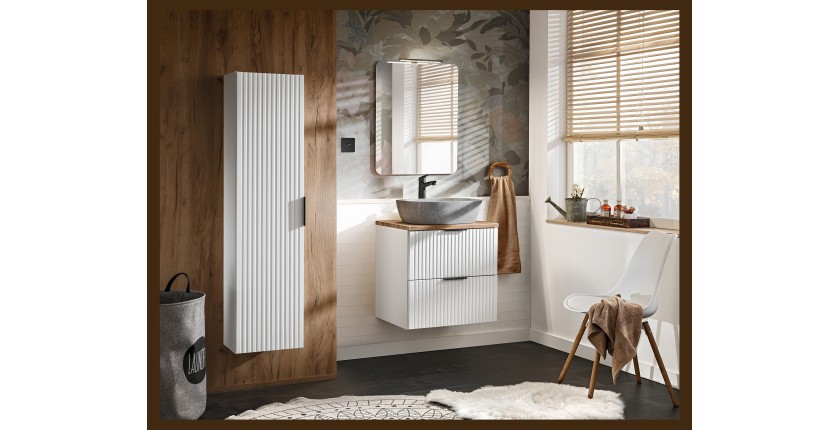 Meuble sous vasque NOXERA – 60 cm – 2 tiroirs – Coloris blanc mat – À suspendre 