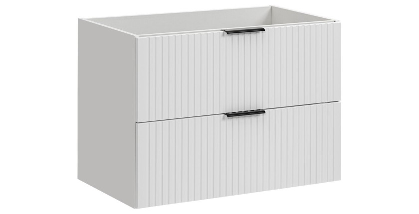Meuble sous vasque NOXERA – 80 cm – 2 tiroirs – Coloris blanc mat – À suspendre 