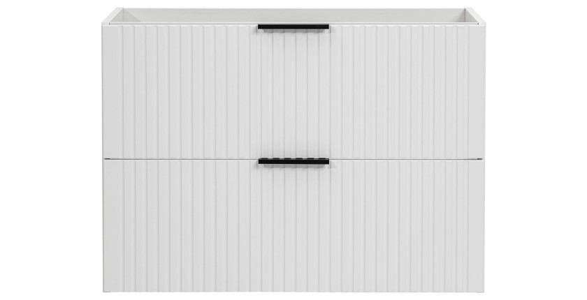 Meuble sous vasque NOXERA – 80 cm – 2 tiroirs – Coloris blanc mat – À suspendre 