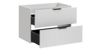 Meuble sous vasque NOXERA – 80 cm – 2 tiroirs – Coloris blanc mat – À suspendre 