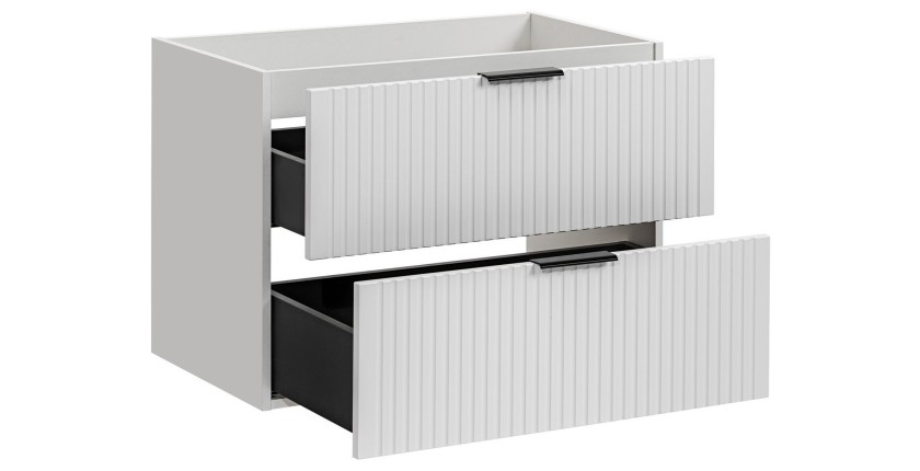 Meuble sous vasque NOXERA – 80 cm – 2 tiroirs – Coloris blanc mat – À suspendre 