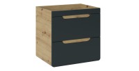 Meuble sous vasque suspendu ERBANO – 60 cm – Coloris chêne clair et gris anthracite 