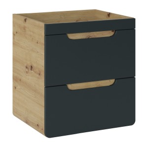 Meuble sous vasque suspendu ERBANO – 50 cm – Coloris chêne clair et gris anthracite 