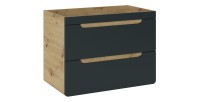 Meuble sous vasque suspendu ERBANO – 80 cm – Coloris chêne clair et gris anthracite 