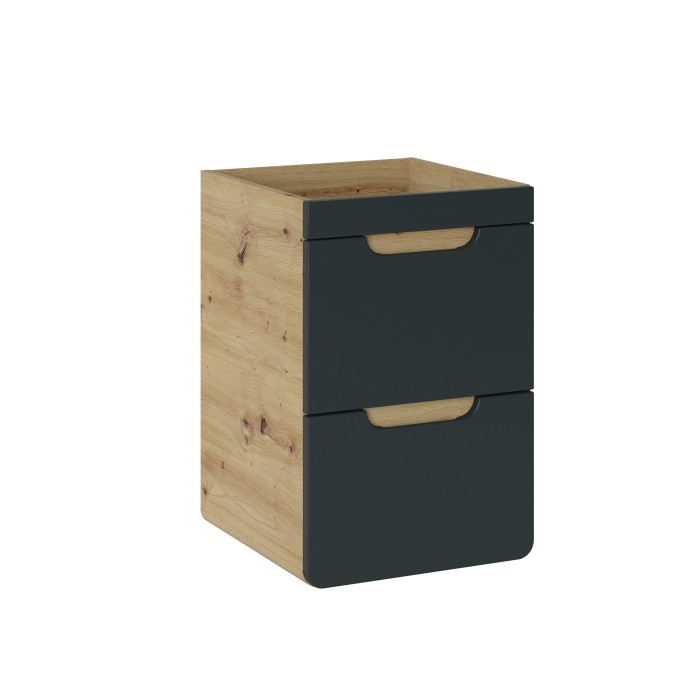 Meuble sous vasque suspendu ERBANO – 40 cm – Coloris chêne clair et gris anthracite 