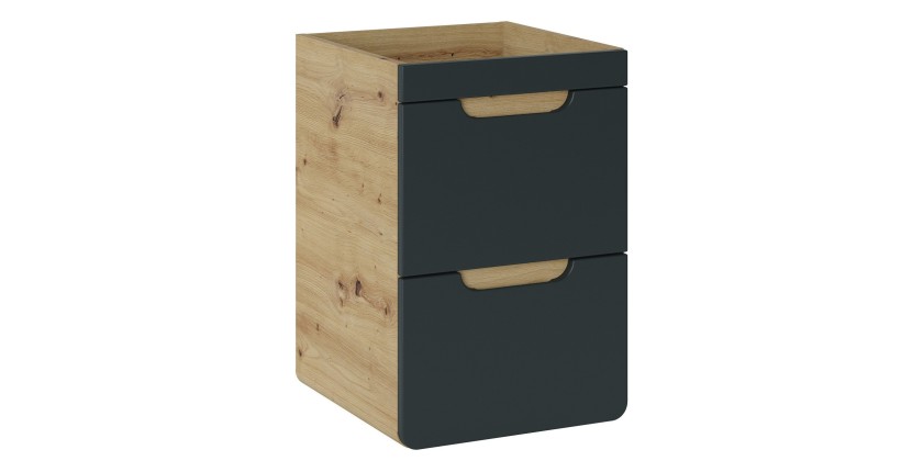 Meuble sous vasque suspendu ERBANO – 40 cm – Coloris chêne clair et gris anthracite 