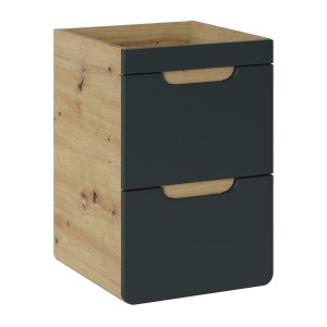 Meuble sous vasque suspendu ERBANO – 40 cm – Coloris chêne clair et gris anthracite 