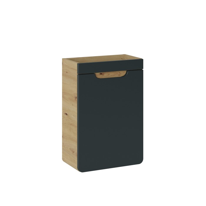 Meuble sous vasque suspendu ERBANO – 40 cm – Coloris chêne clair et gris anthracite – Compact 