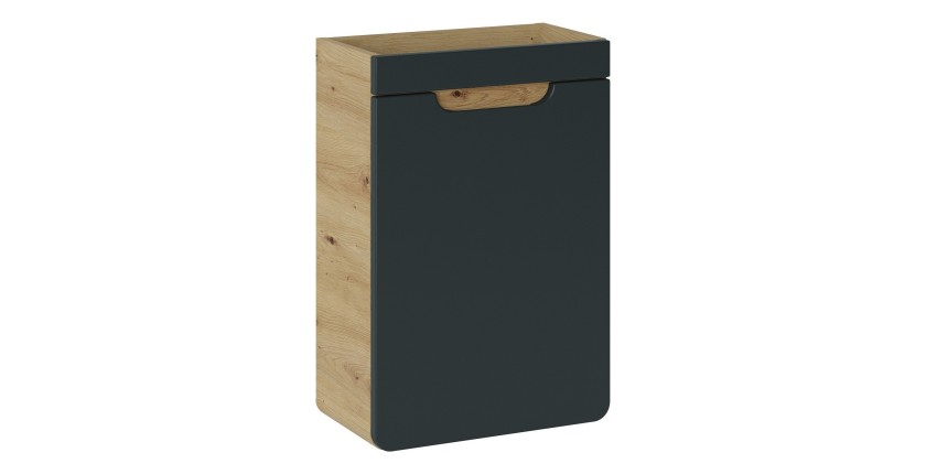 Meuble sous vasque suspendu ERBANO – 40 cm – Coloris chêne clair et gris anthracite – Compact 