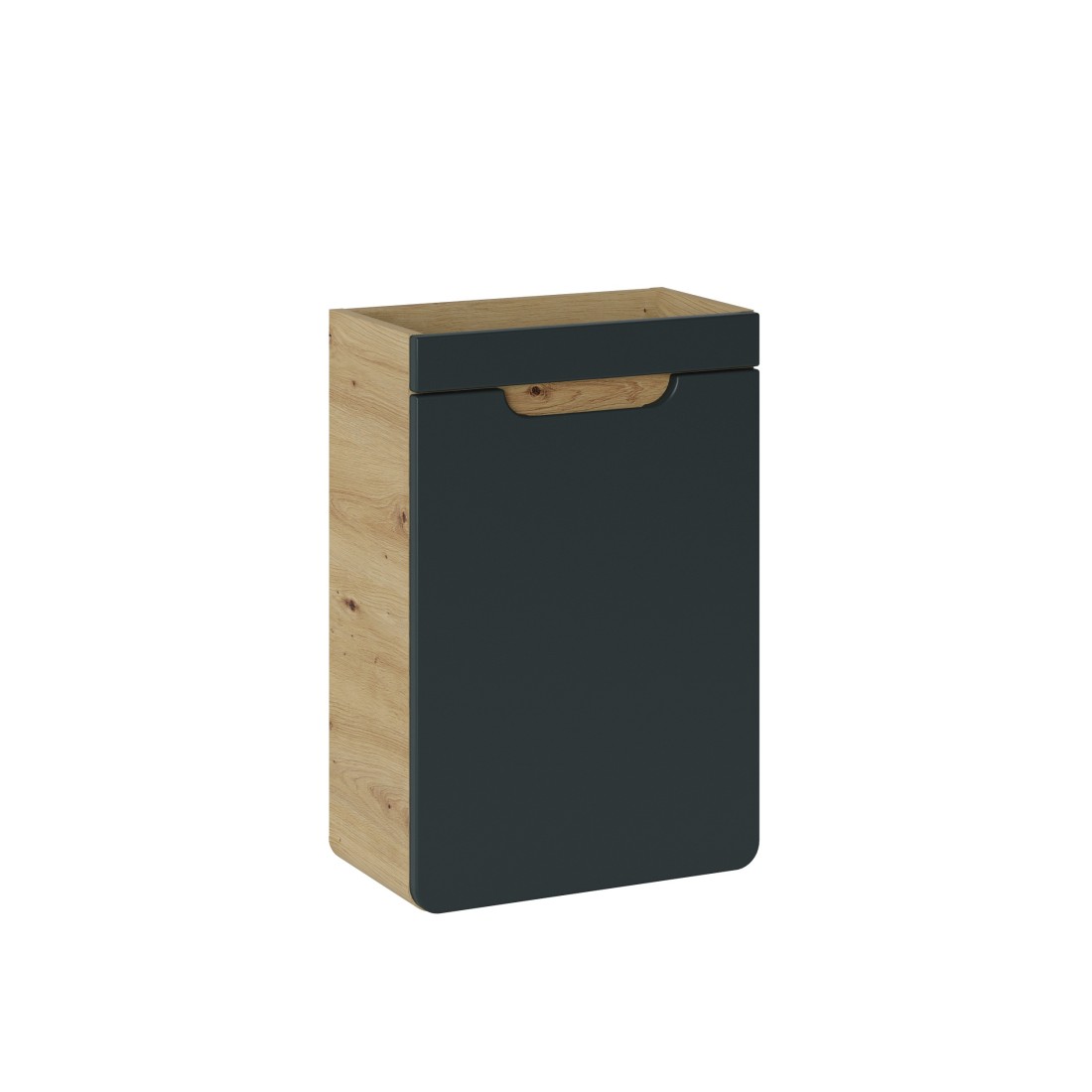 Meuble sous vasque suspendu ERBANO – 40 cm – Coloris chêne clair et gris anthracite – Compact 