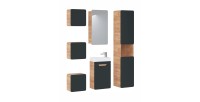 Meuble sous vasque suspendu ERBANO – 40 cm – Coloris chêne clair et gris anthracite – Compact 
