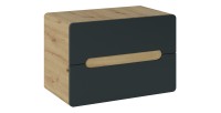 Meuble sous vasque suspendu ERBANO – 80 cm – Double porte – Coloris chêne clair et gris anthracite 