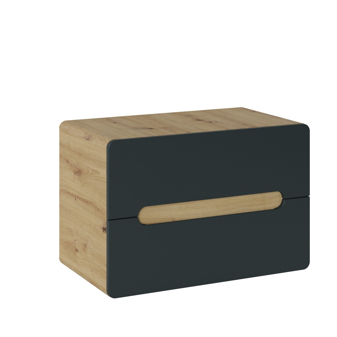 Meuble sous vasque suspendu ERBANO – 80 cm – Double porte – Coloris chêne clair et gris anthracite 