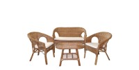 Salon de jardin en rotin collection SIENNE – Canapé 2 places, 2 fauteuils et table – Élégance naturelle et confort