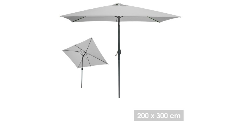 Rechteckiger neigbarer Sonnenschirm in Hellgrau 200x300 cm