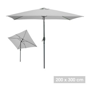 Rechteckiger neigbarer Sonnenschirm in Hellgrau 200x300 cm