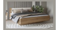 Letto contenitore VERTIGO – 180x200 cm – Rovere selvatico e beige sabbia – Con piedi design e rete inclusa