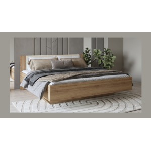Letto contenitore VERTIGO – 180x200 cm – Rovere selvatico e beige sabbia – Con piedi design e rete inclusa