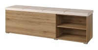 Banc-kist VERTIGO - Gewatteerde zitting - Wild eiken en zandbeige - Praktische opbergruimte