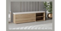 Banc-kist VERTIGO - Gewatteerde zitting - Wild eiken en zandbeige - Praktische opbergruimte