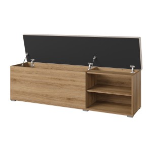Banc-kist VERTIGO - Gewatteerde zitting - Wild eiken en zandbeige - Praktische opbergruimte