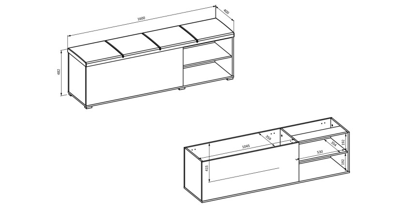 Bankschrank VERTIGO – Gepolsterte Sitzfläche – Wildeiche und Sandbeige – Praktischer Stauraum