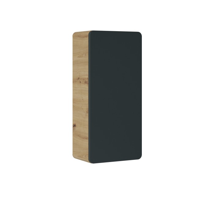 Meuble de rangement salle de bain ERBANO – 75 cm – Suspendu – Coloris chêne clair et gris anthracite 