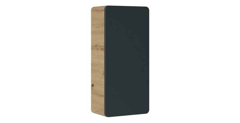 Meuble de rangement salle de bain ERBANO – 75 cm – Suspendu – Coloris chêne clair et gris anthracite 