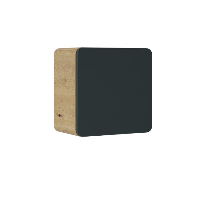 Meuble de rangement salle de bain suspendu ERBANO – Chêne clair et gris anthracite – 35 x 22 x 35 cm 