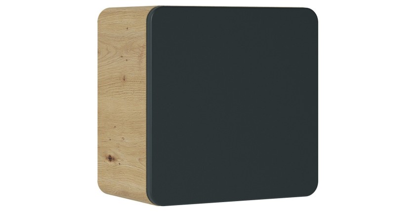 Meuble de rangement salle de bain suspendu ERBANO – Chêne clair et gris anthracite – 35 x 22 x 35 cm 